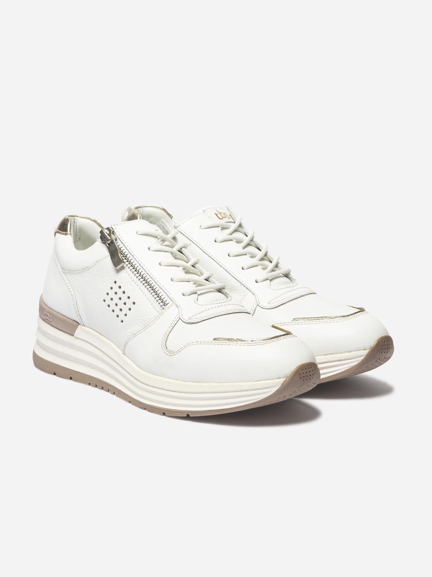 Baskets Femme Compensées et Zippées Blanc