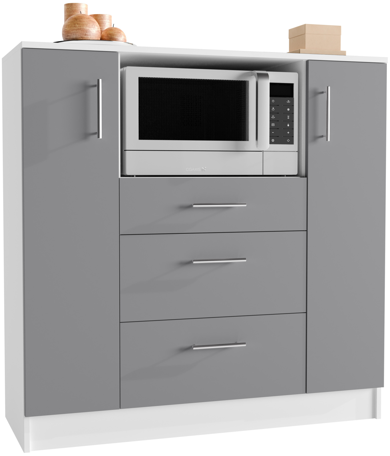 Küchenkommode ESILO - anthrazit - weiß - 109 cm breit