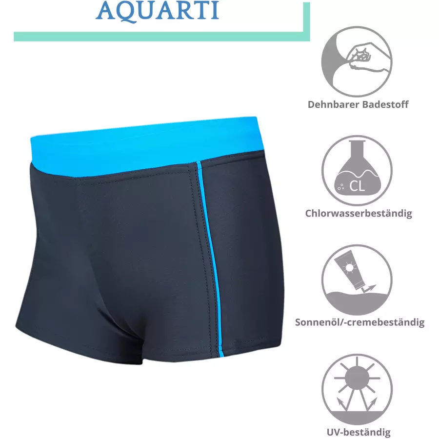 Aquarti Jungen Kinder Badehose Seitliche Paspel blau