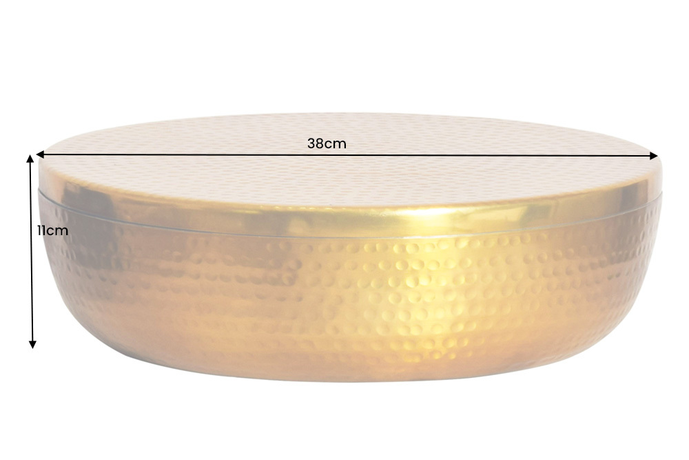 Handgefertigte Schale ORIENT 40cm gold Metall rund mit Deckel Schmuck-Dose