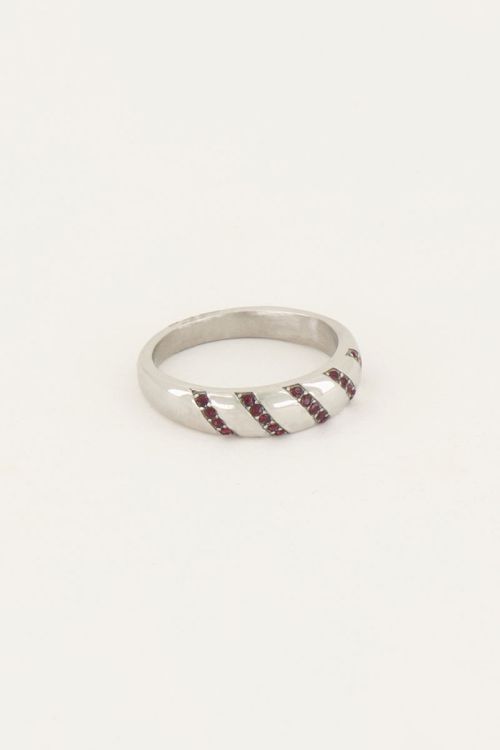 MOOD ring met schuine roze stenen