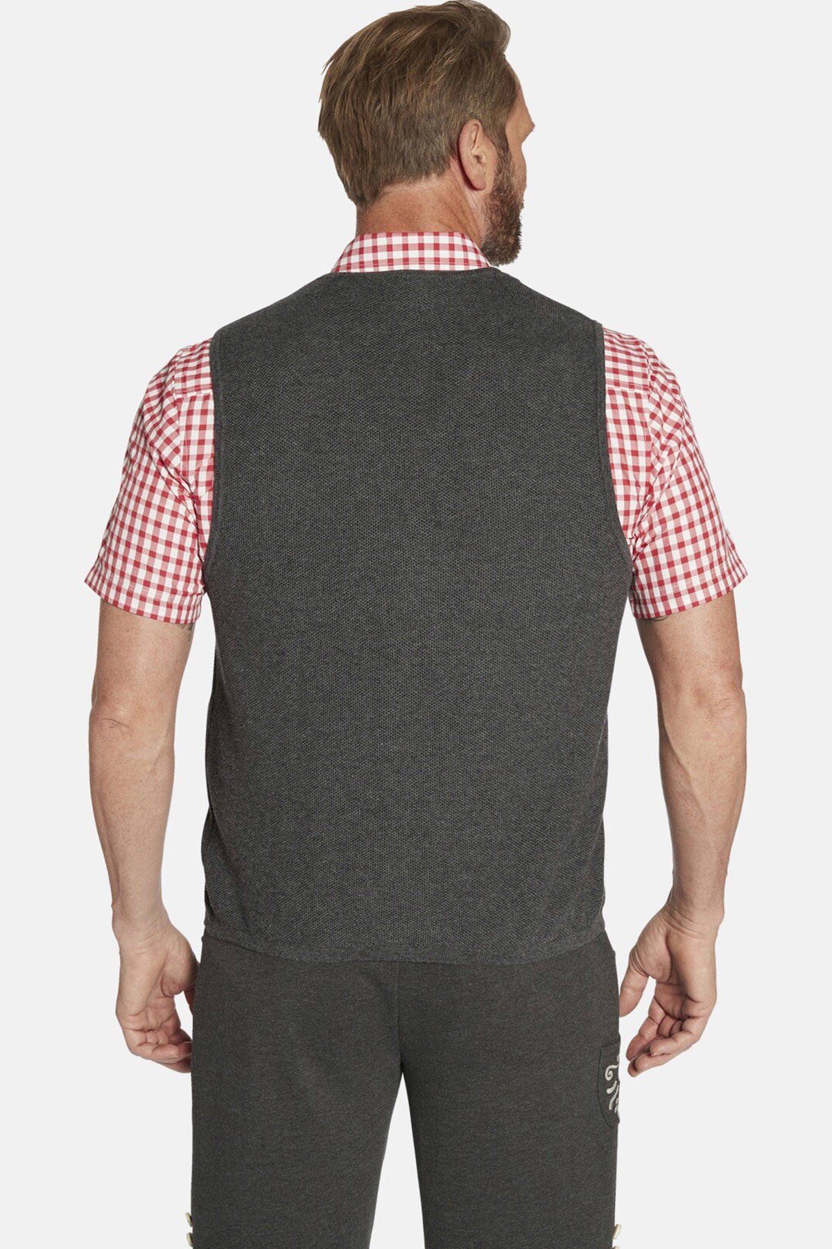 Jan Vanderstorm gilet RUTMAR Plus Size met logo grijs