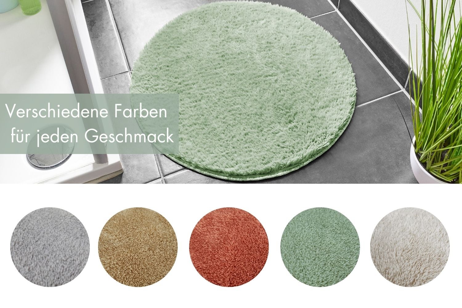 Badmat Florida, rond 60 cm, in salie