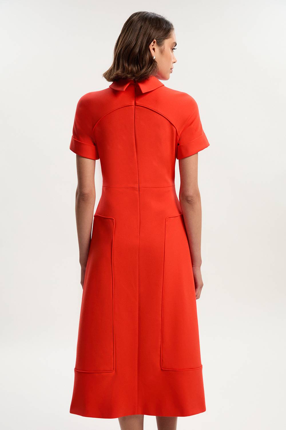 KarenMillen Robe midi trapèze à jupe pleine avec détail d'onglet extensible compact