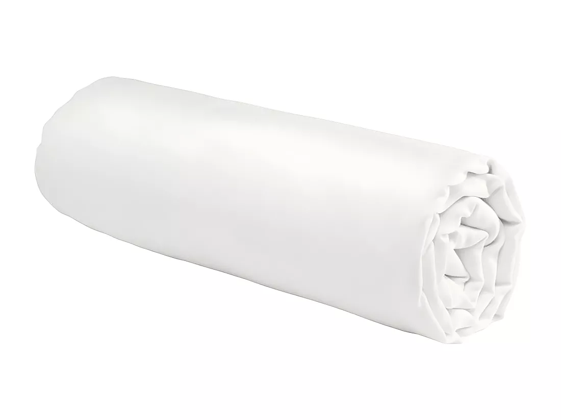Drap housse en coton 57 fils uni bonnet 25cm blanc 90x190cm