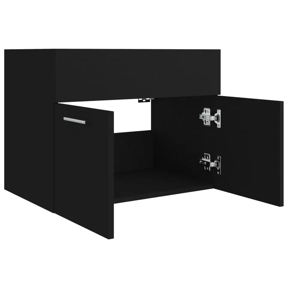 vidaXL - Wastafelkast - Zwart - Bewerkt hout - 60 x 38.5 x 46 cm