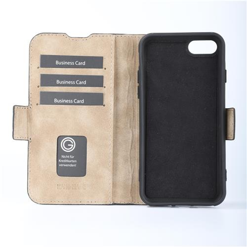 iPhone 16e Echtleder Tasche Flip Cover Hand Made (FABIOIPSE4-01) - Schwarz