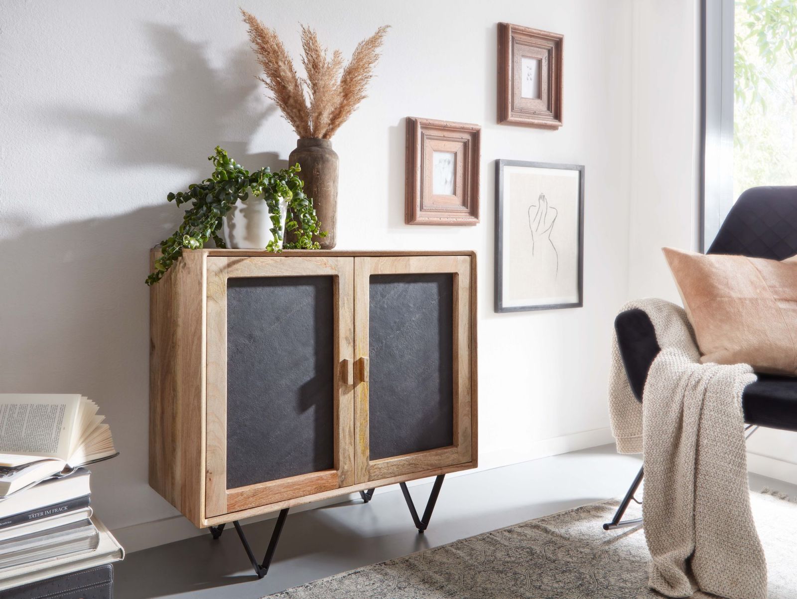 Kommode - Mango Massivholz - hellbraun - 80 cm breit