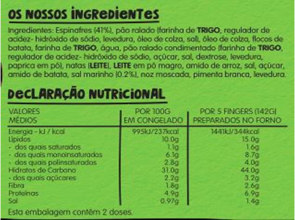 DOURADINHOS IGLO GREEN CUISINE ESPINAFRES 10UN 284G
