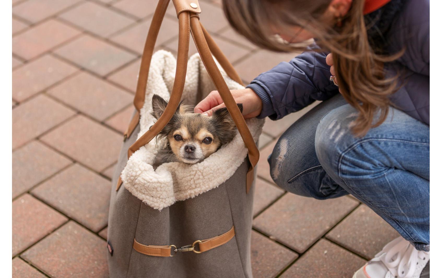 Tiertransport-Tasche Rachel, 25 × 30 × 40 cm, Grau/HellbraunTransporttasche