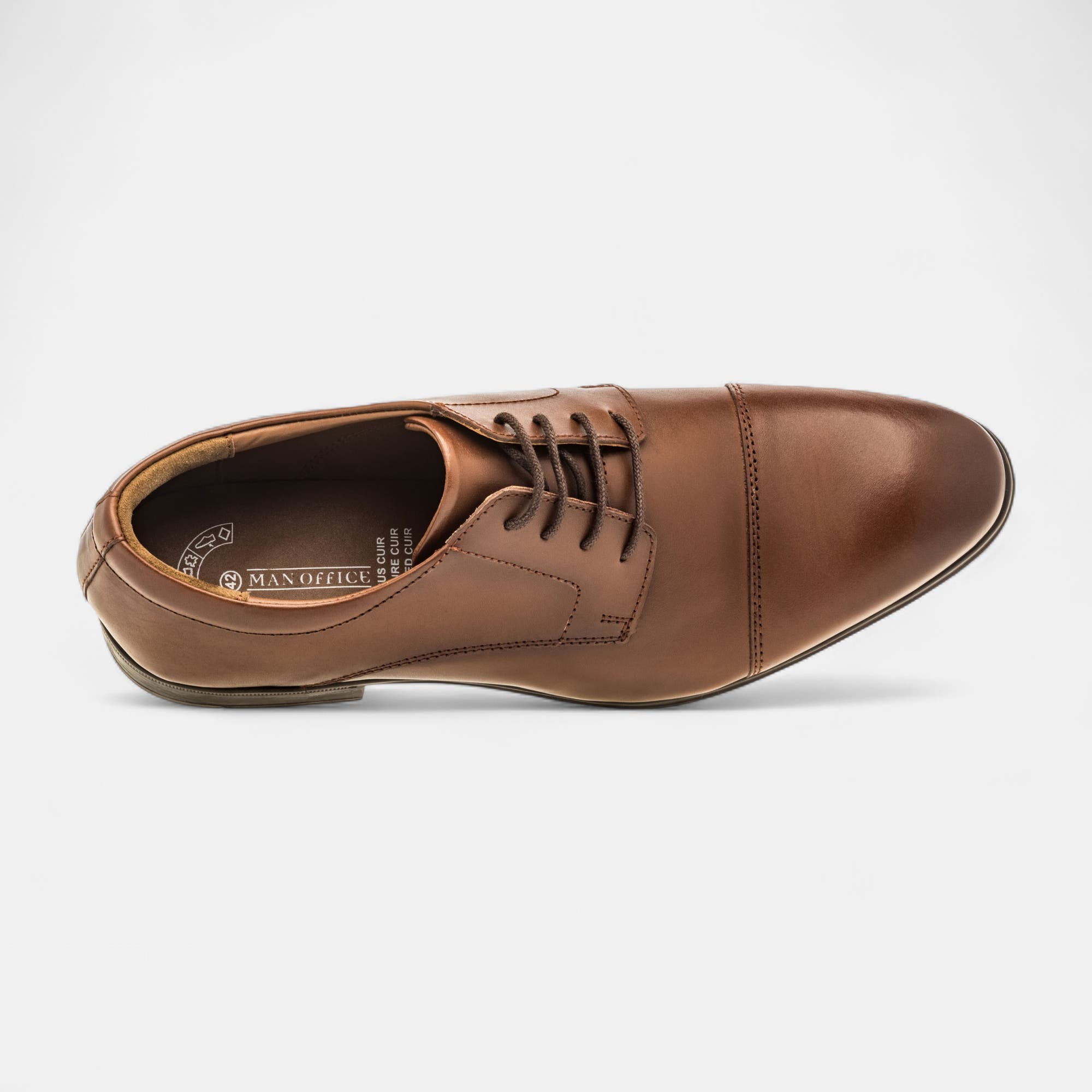 Derbies Homme en cuir cognac