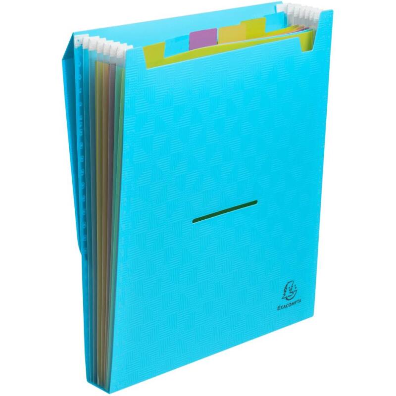 Trieur valisette vertical 6 compatiments PP recyclé Pop'N Co - Cyan