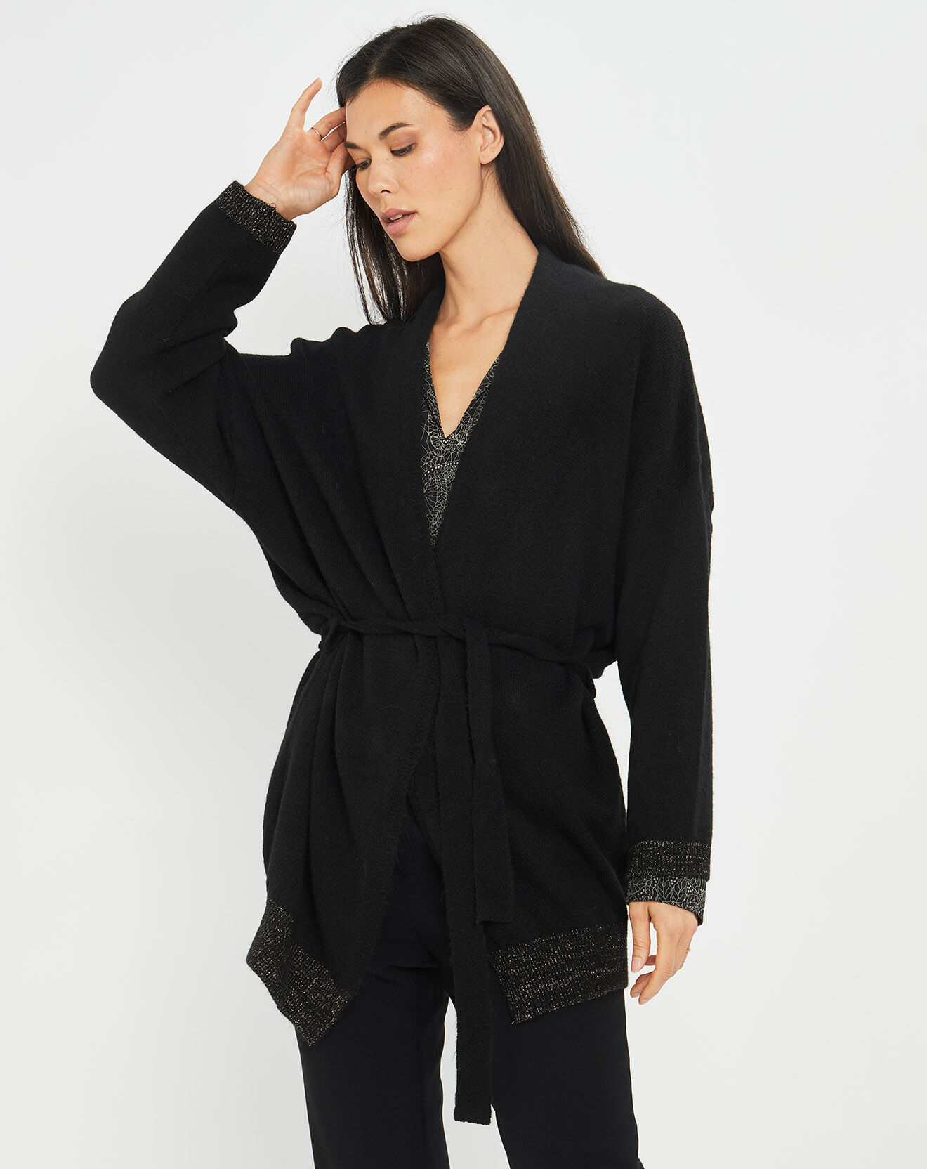 Lauren Vidal Gilet ceinturé Ciara noir