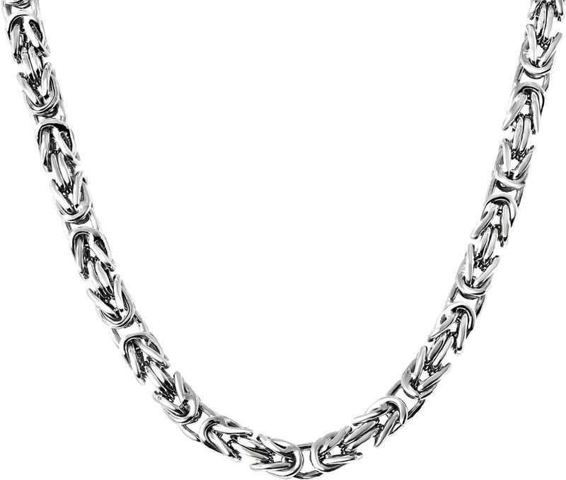 Lucardi - Ketting Koningsschakel - Echt Zilver - Zilverkleurig - 50 cm