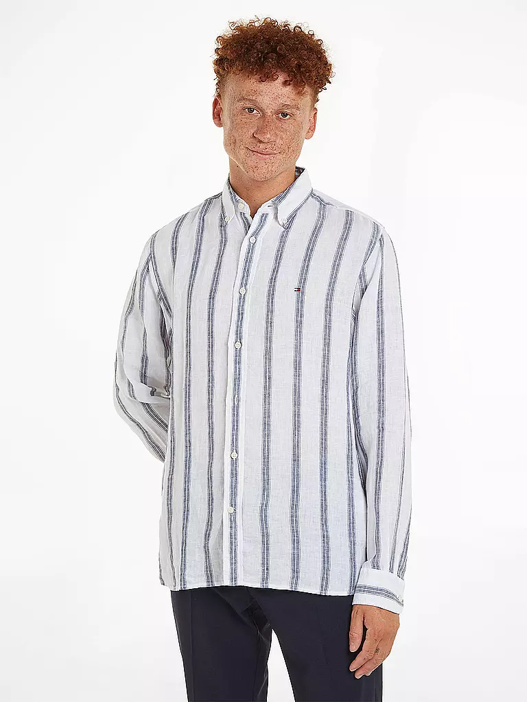 TOMMY HILFIGER Leinenhemd Slim Fit  weiss