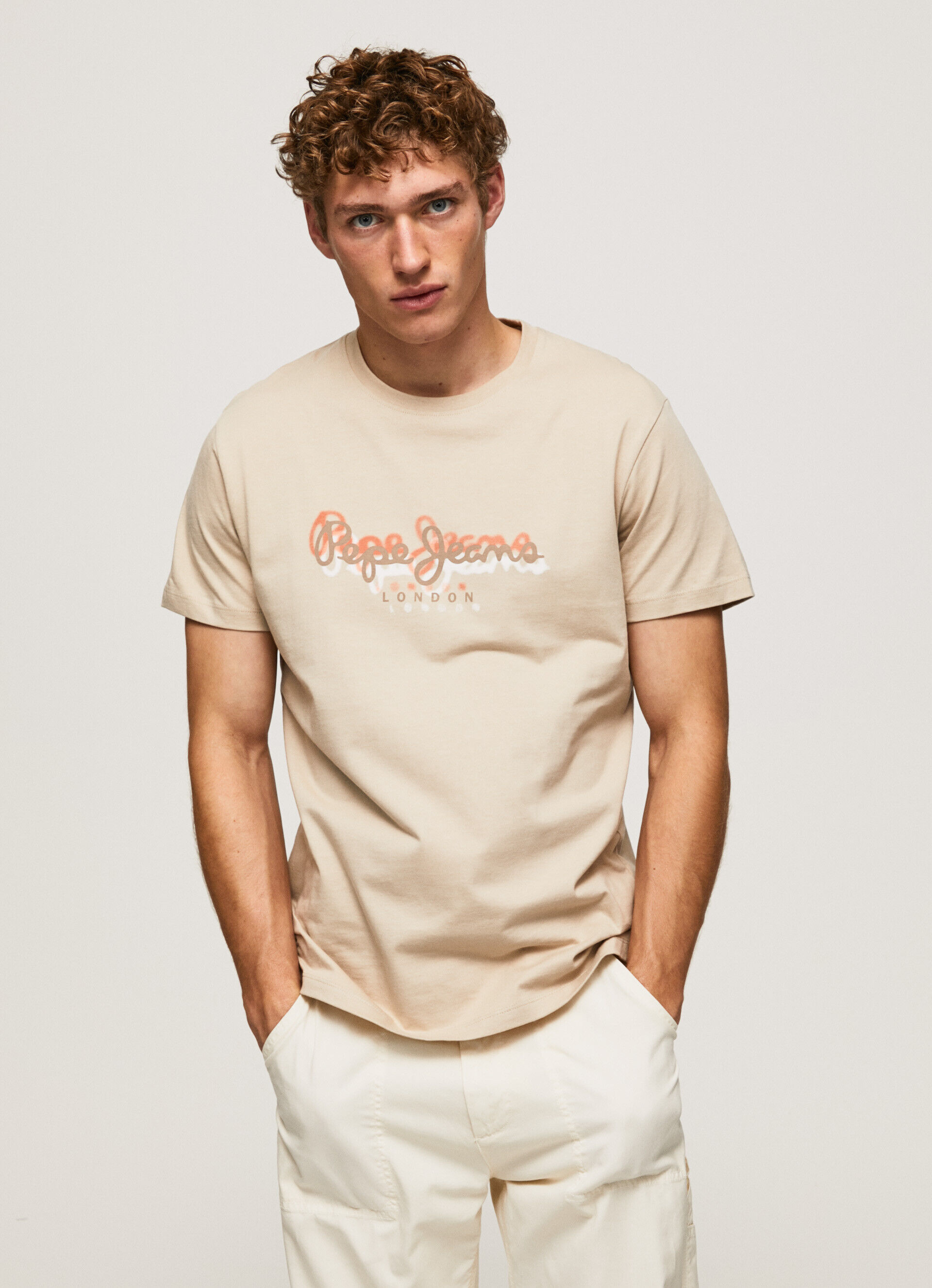 CAMISETA COM LOGOTIPO ESTAMPADO - bege malte