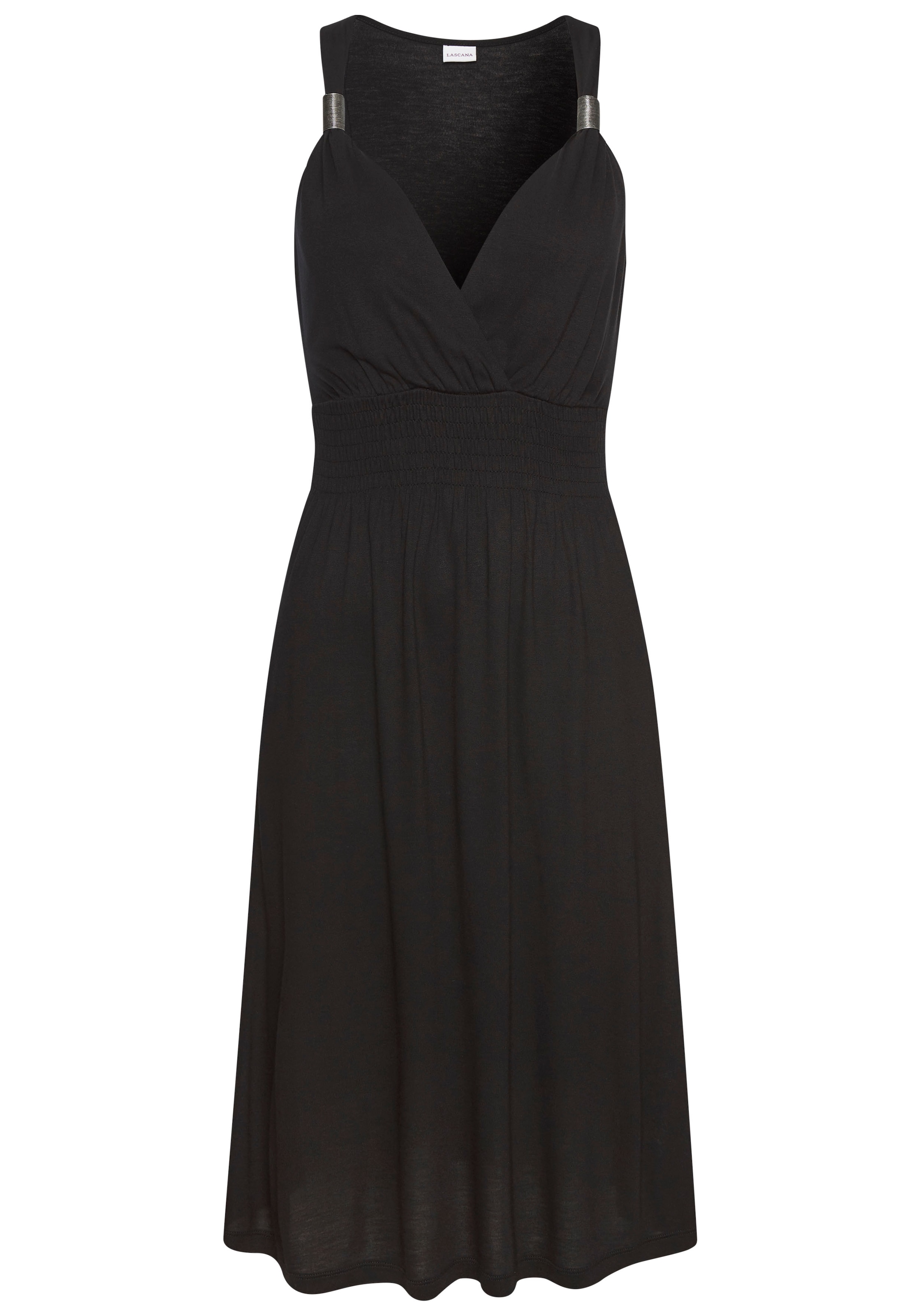 LASCANA Minikleid mit verstellbarem Ausschnitt und gesmokter Taille