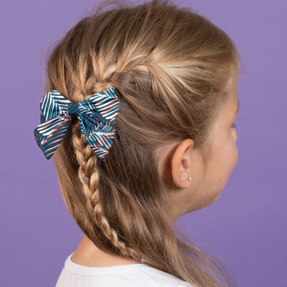 Barrette Noeud Papillon Feuillage Marine