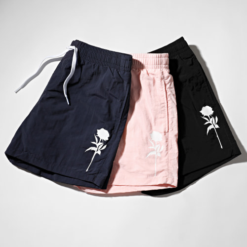 Short De Bain Rose Noir Blanc