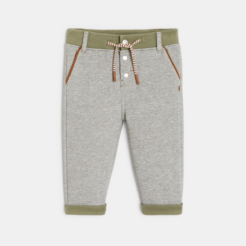 Pantalon molleton maille fantaisie vert bébé garçon