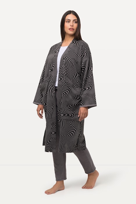 Loungewear-Langjacke, Oversized, offene Form, kuschelweich