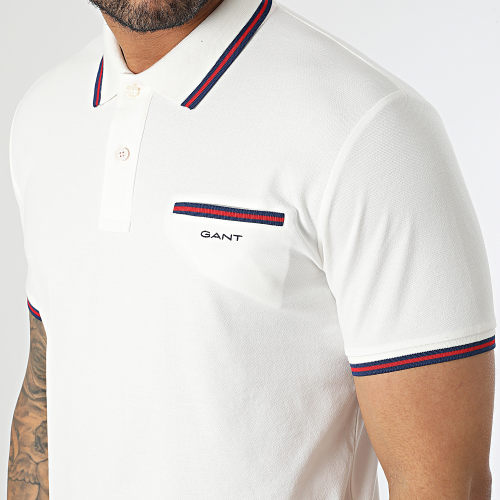 Polo Manches Courtes 3-Col Tipping Solid Pique 2003170 Beige Clair