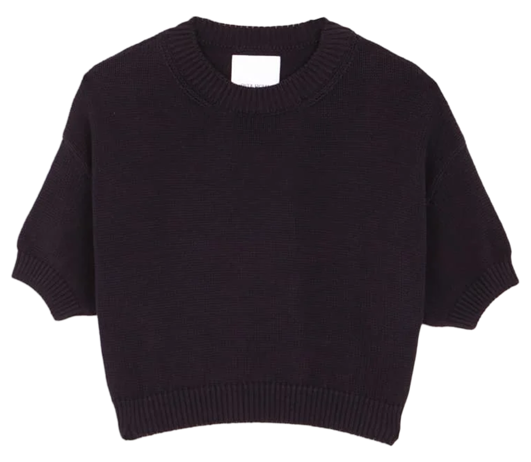 PATTIE - Pull court col rond en coton | Noir
