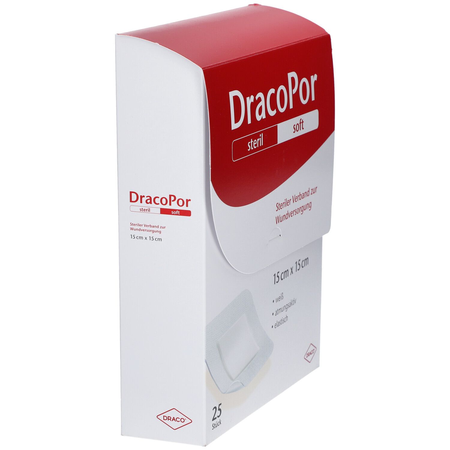 Dracopor Soft weiß 15 cm x 15 cm steril