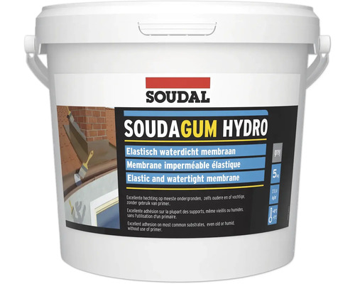 Soudal 1K Soudagum Hydro Kit overschilderbare waterdichting grijs 5 kg