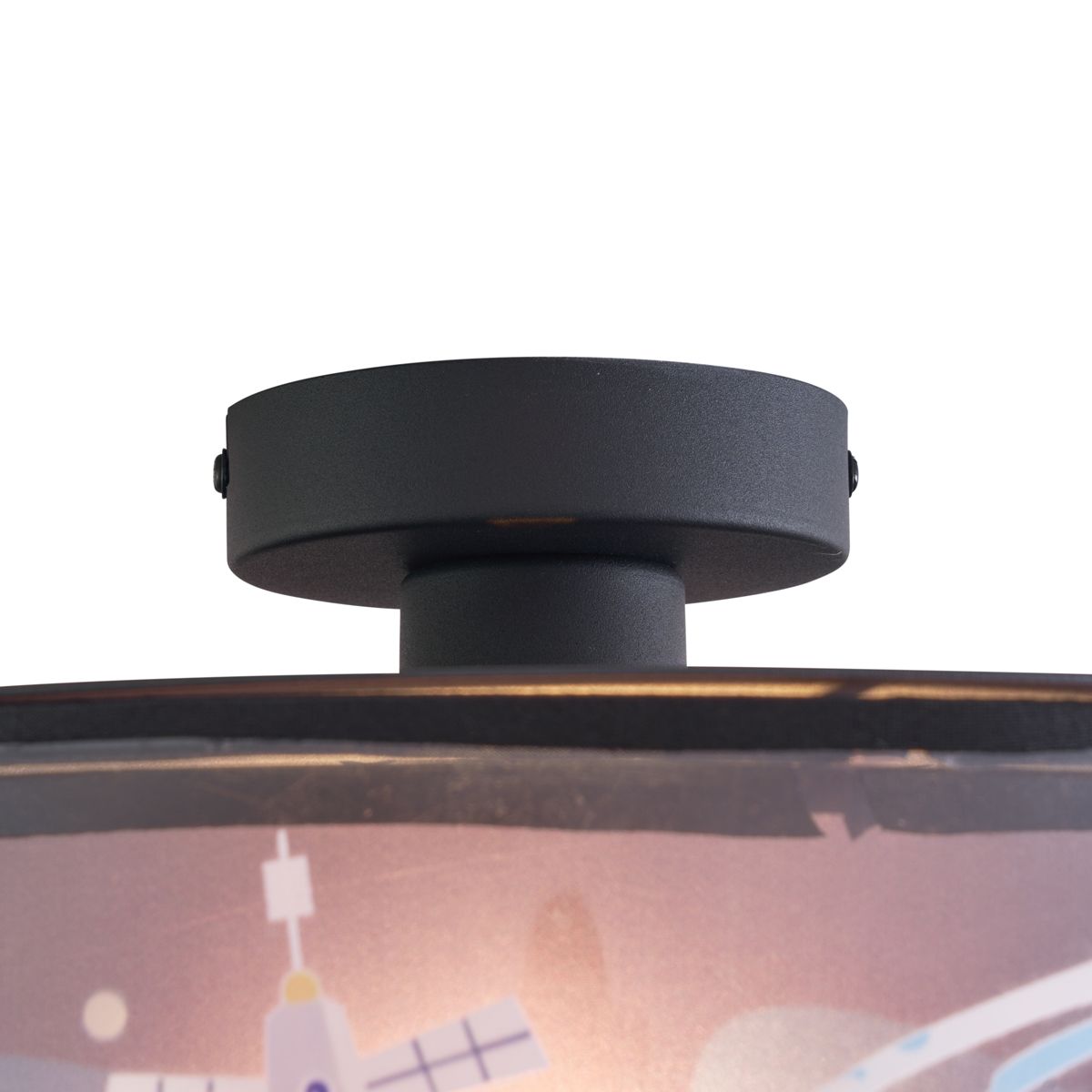 Kinder plafondlamp zwart met ruimteschip en sterren - Harrie in Space