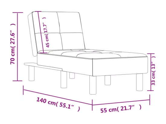 Prolenta Premium - Chaise longue noir similicuir