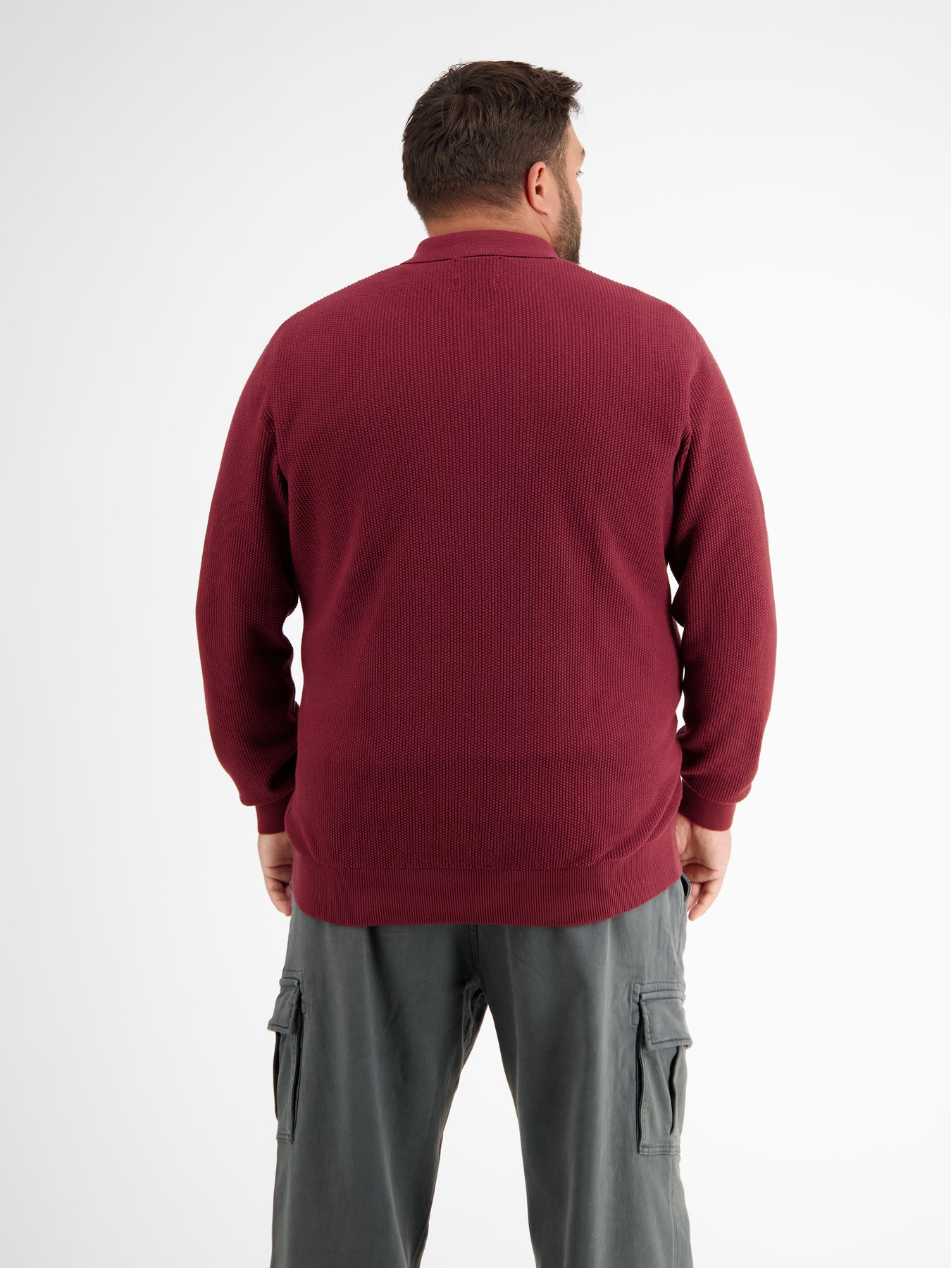 Langarmpoloshirt in Übergröße, gestrickt