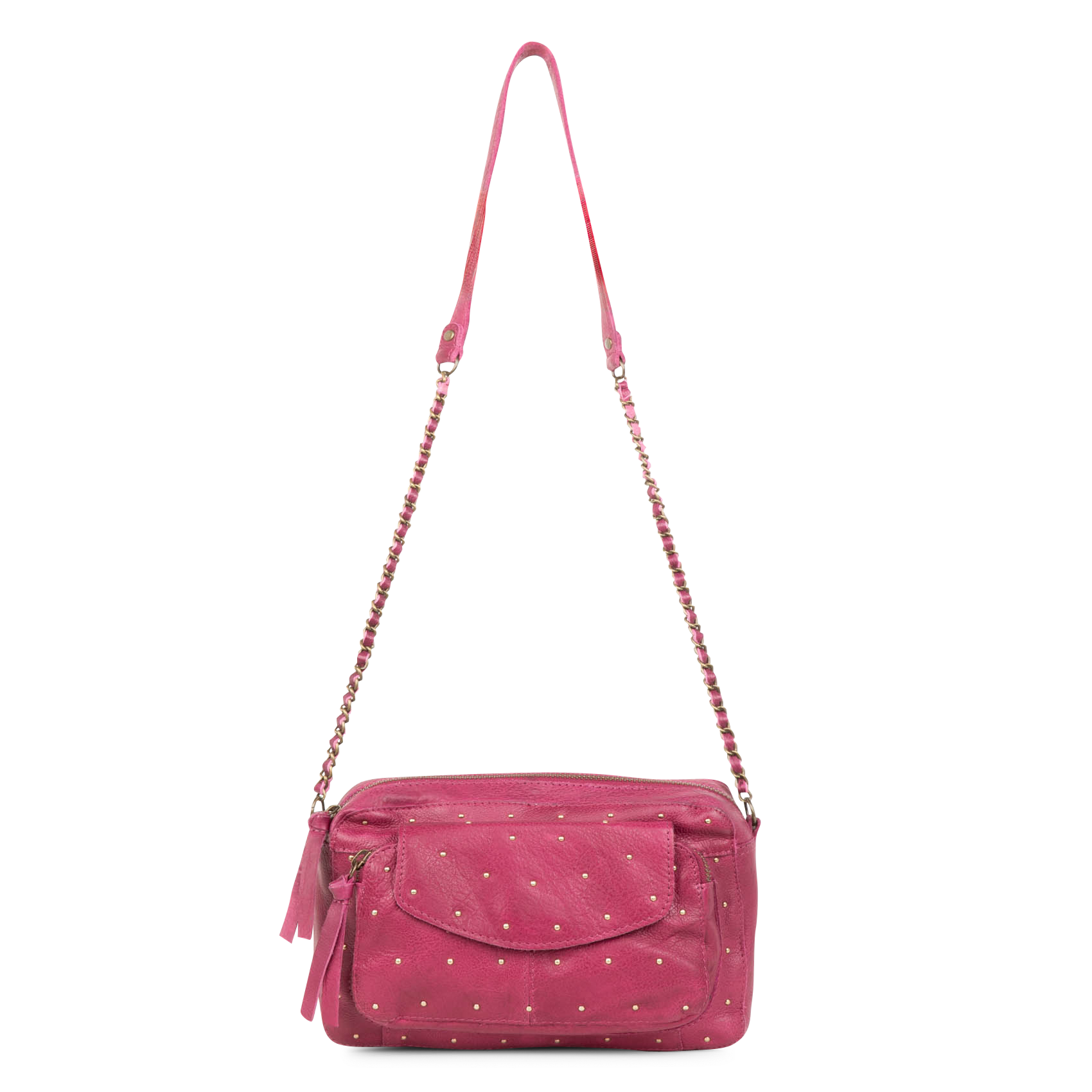 NAINA - Sac bandoulière à studs en cuir | Violet