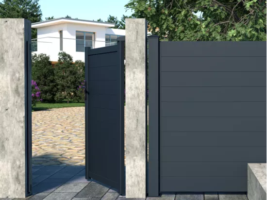 Portillon battant aluminium plein L103 x H166 cm anthracite - NAZARIO