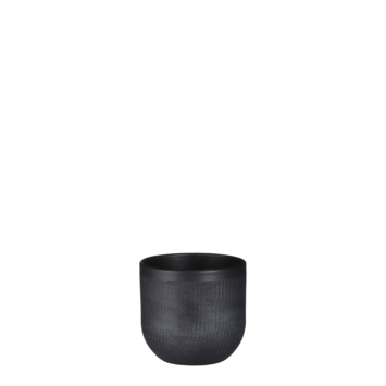 Nora Bloempot Rond - H13 x Ø14 cm - Terracotta - Zwart