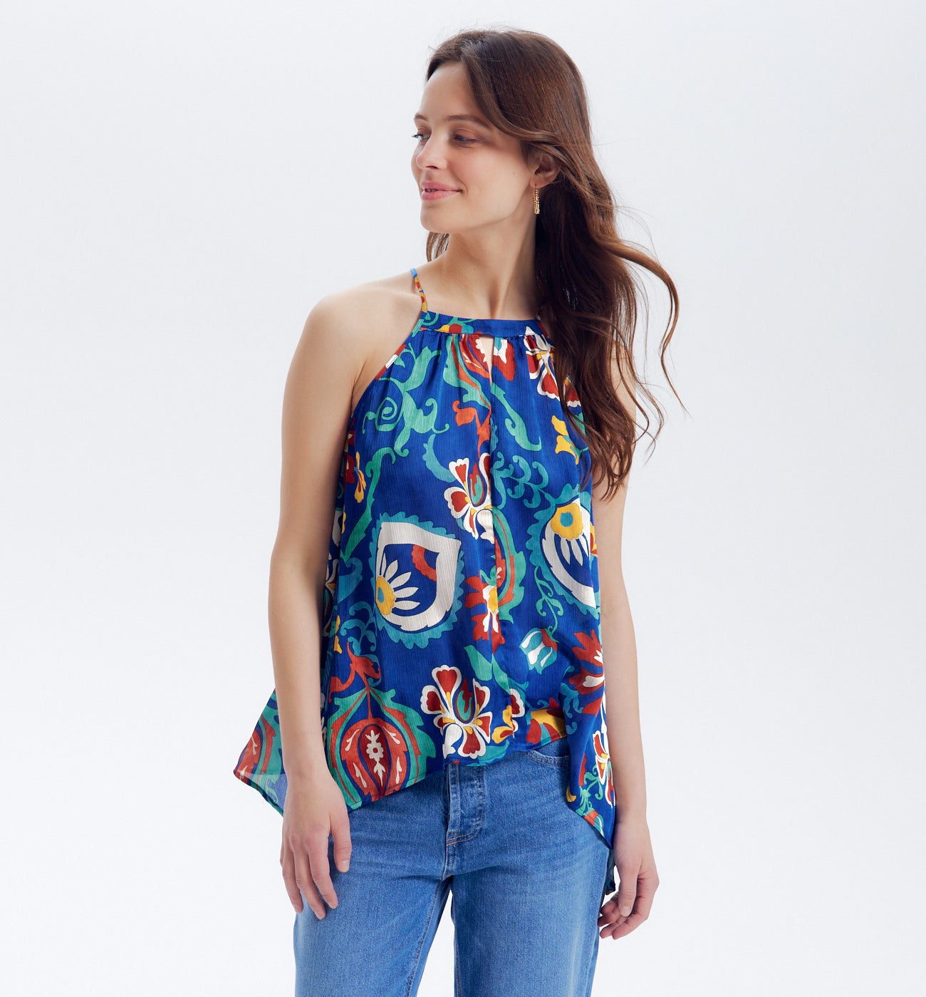 Top foulard imprimé Femme - Imprimé bleu