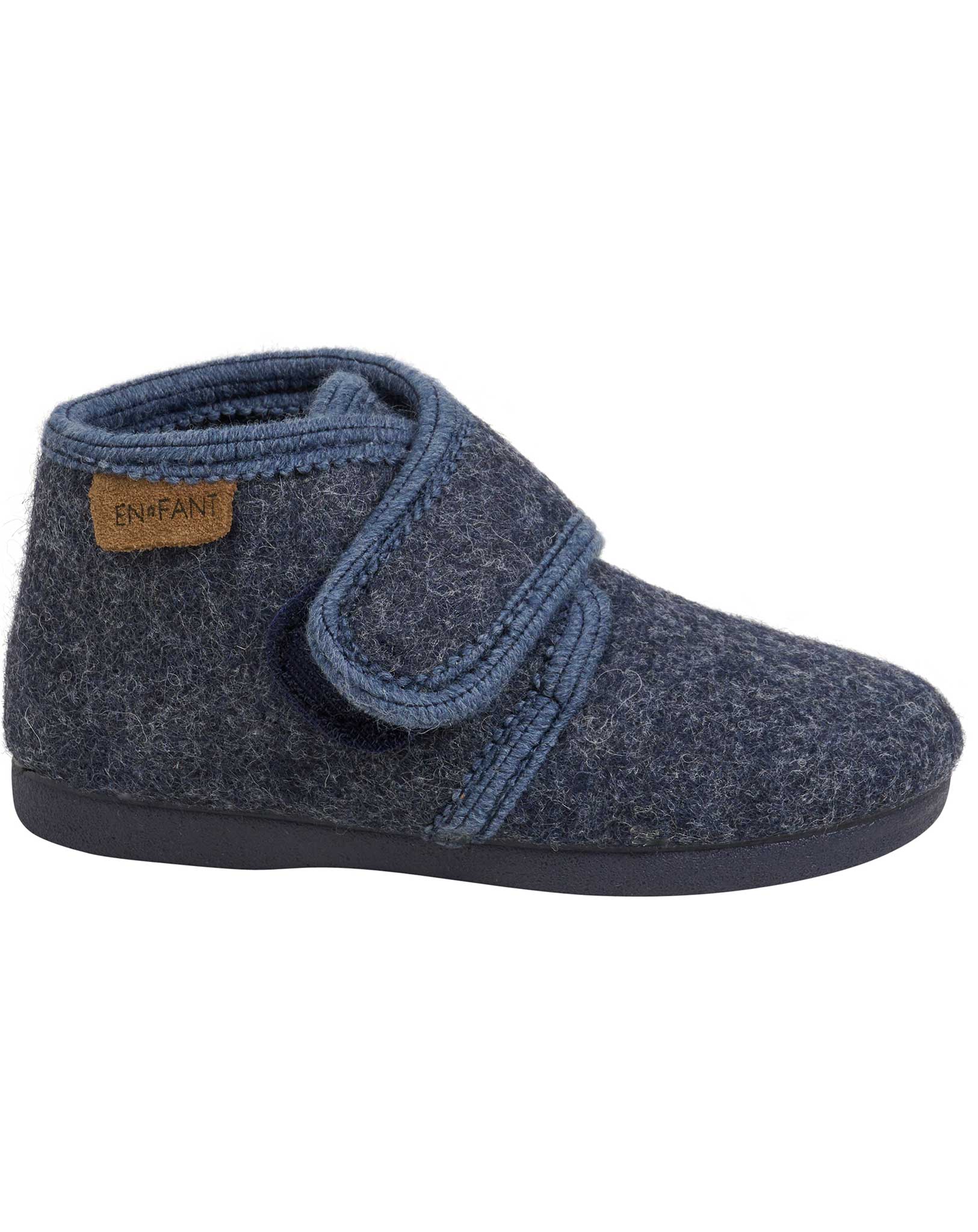 Klett-Hausschuhe WOOL VELCRO in navy melange