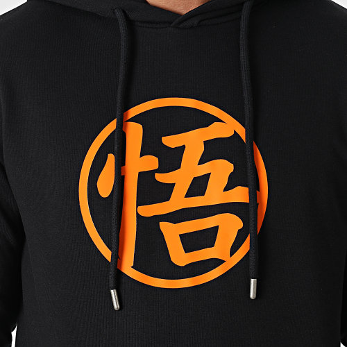 Sweat Capuche Goku Kanji Noir Orange