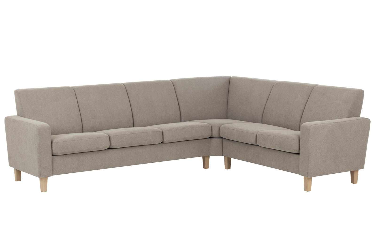 Medly hjørnesofa 32 hjørnesofa i tekstil Bloq Liver med arm B og hvitoljet ben 176. Vendbar