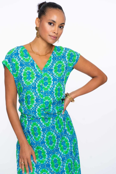 Geisha blauwe dames top