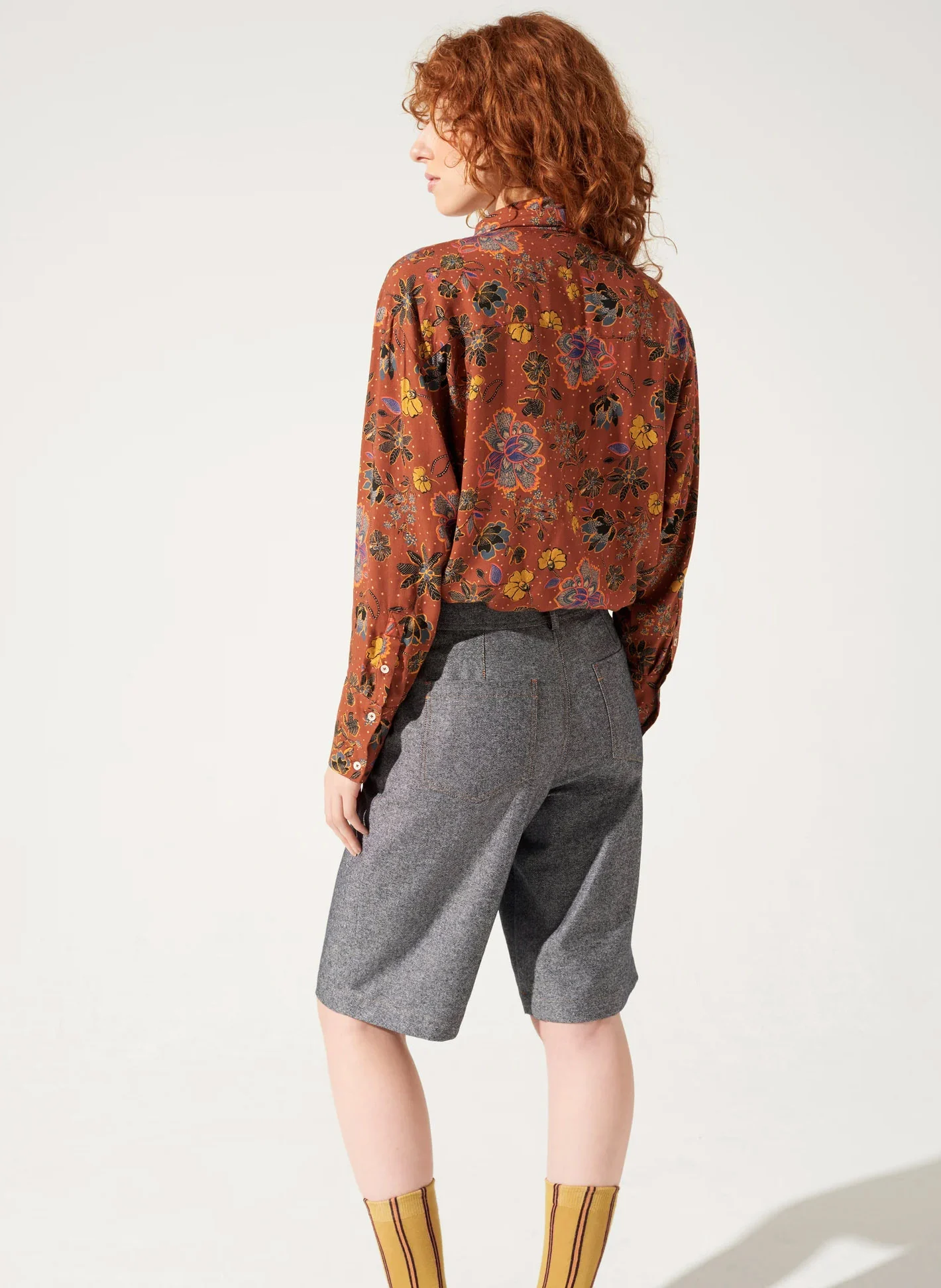 GITA - Chemise col lavallière ample imprimée | Rouge