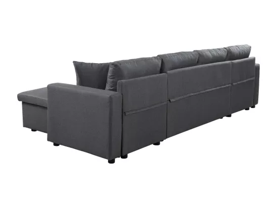 Canapé Panoramique Convertible avec 2 Coffres en Tissu