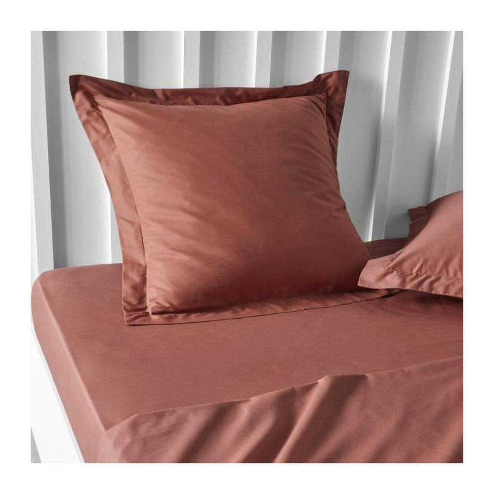 Taie d'oreiller essential - 63 x 63+5 cm - 100% coton uni - terracotta