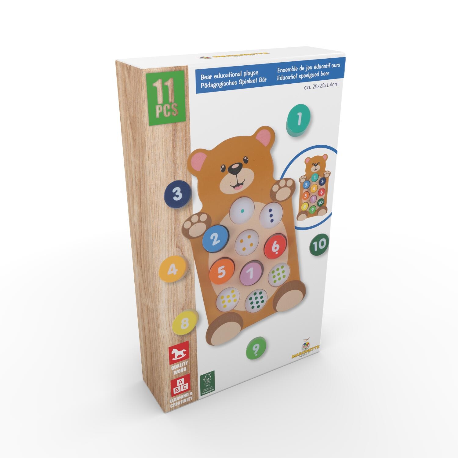Holzspielzeug Lernspiel Bär 11-teilig