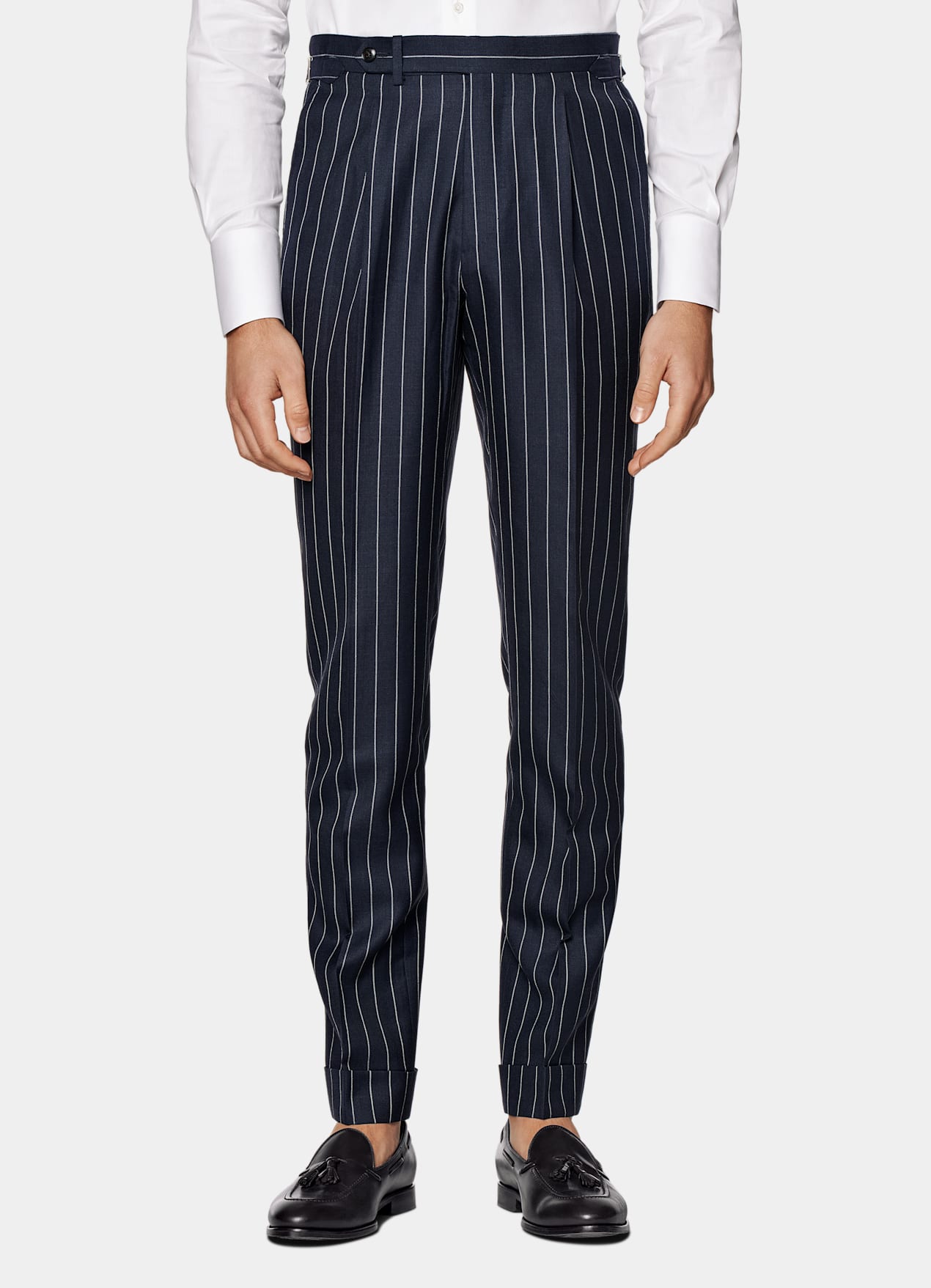 Costume Havana coupe Tailored bleu moyen à rayures