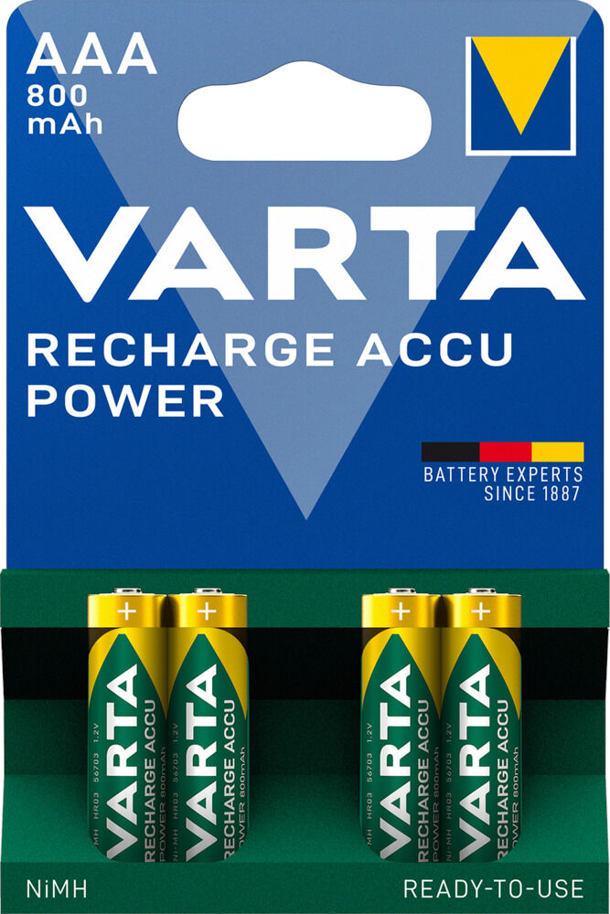 Varta AAA 800mAh Oplaadbaar - Batterij - 4 Stuks