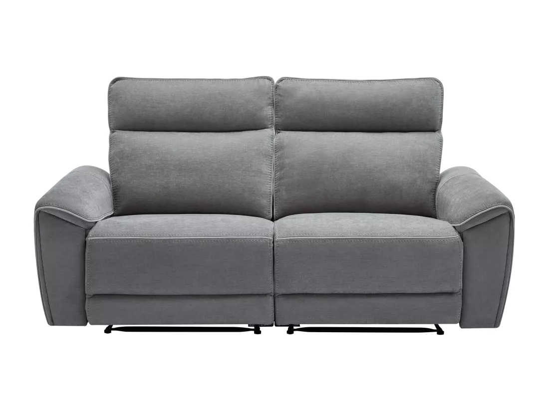 Canapé 3 places et fauteuil relax électrique en tissu gris DJARALO