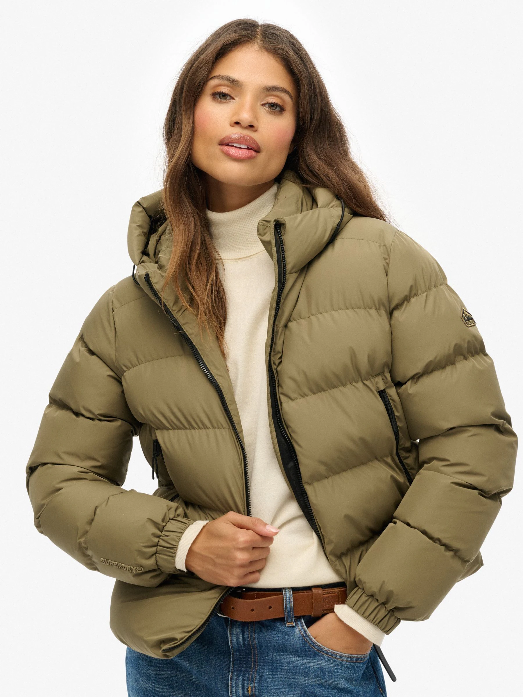 Groen - Superdry - Gewatteerd sportjack met capuchon