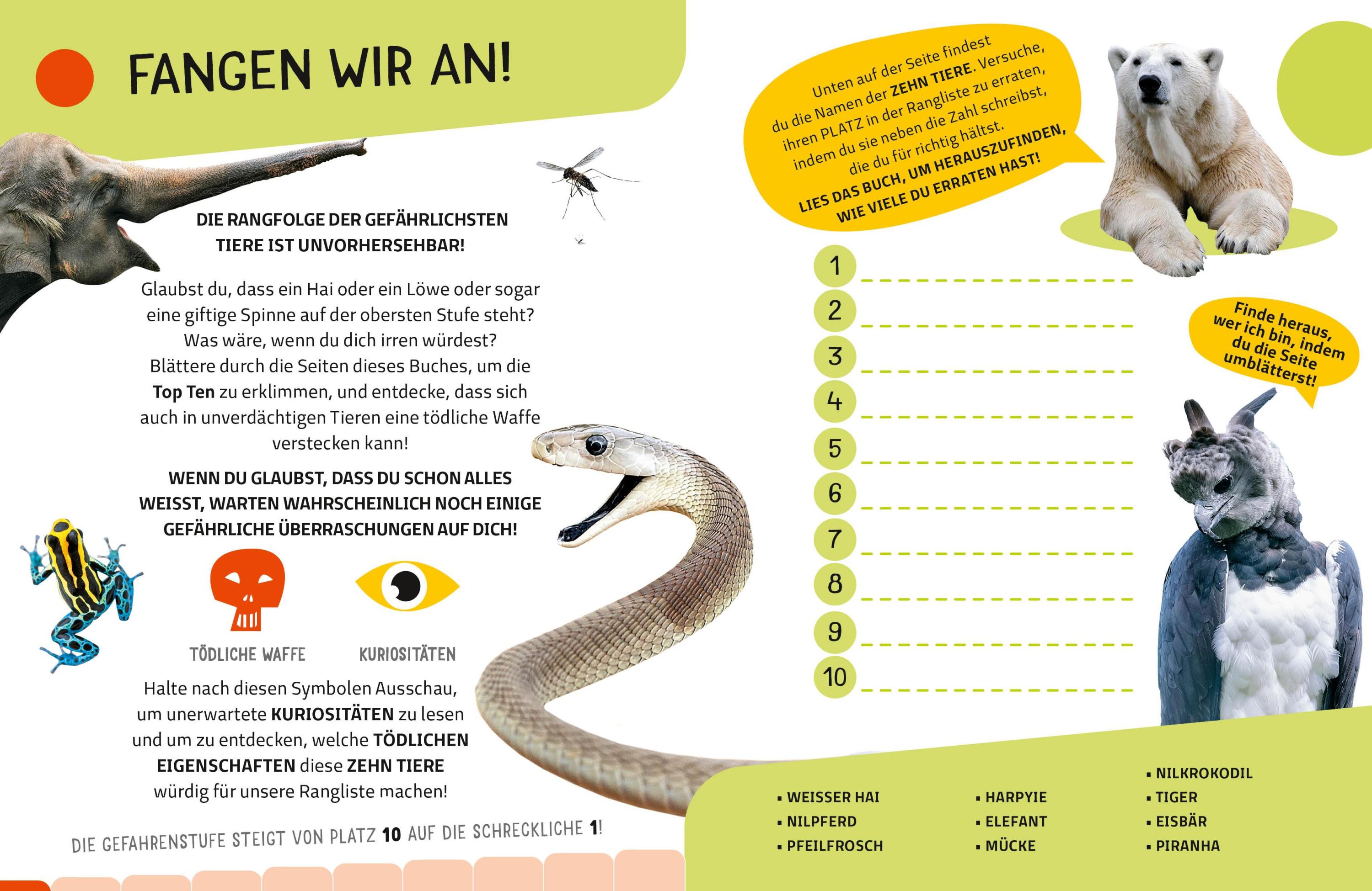 Die tödlichsten Tiere. Ein aufregendes Count-Down der gefährlichsten Tiere (Top Ten)