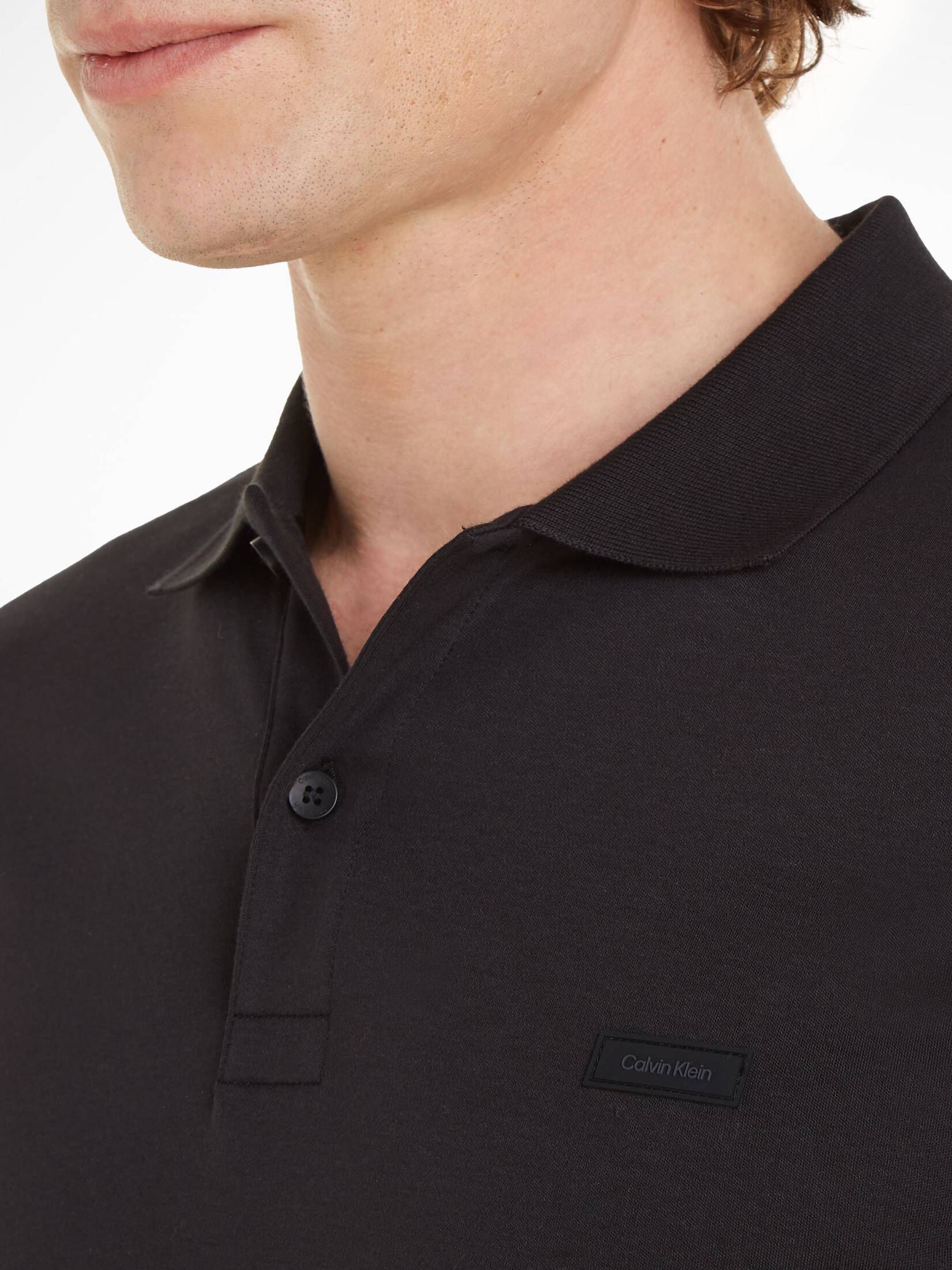 CALVIN KLEIN| Herren Langarmshirt SMOOTH COTTON SLIM LS POLO